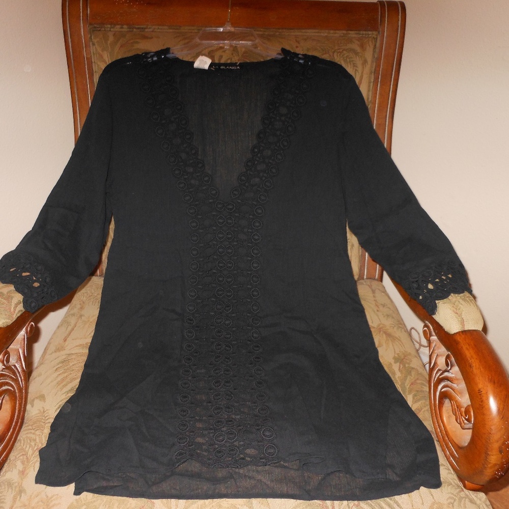 LA BLANCA Peep Show Crochet Cover Up- Size- XS - Picture 3 of 5